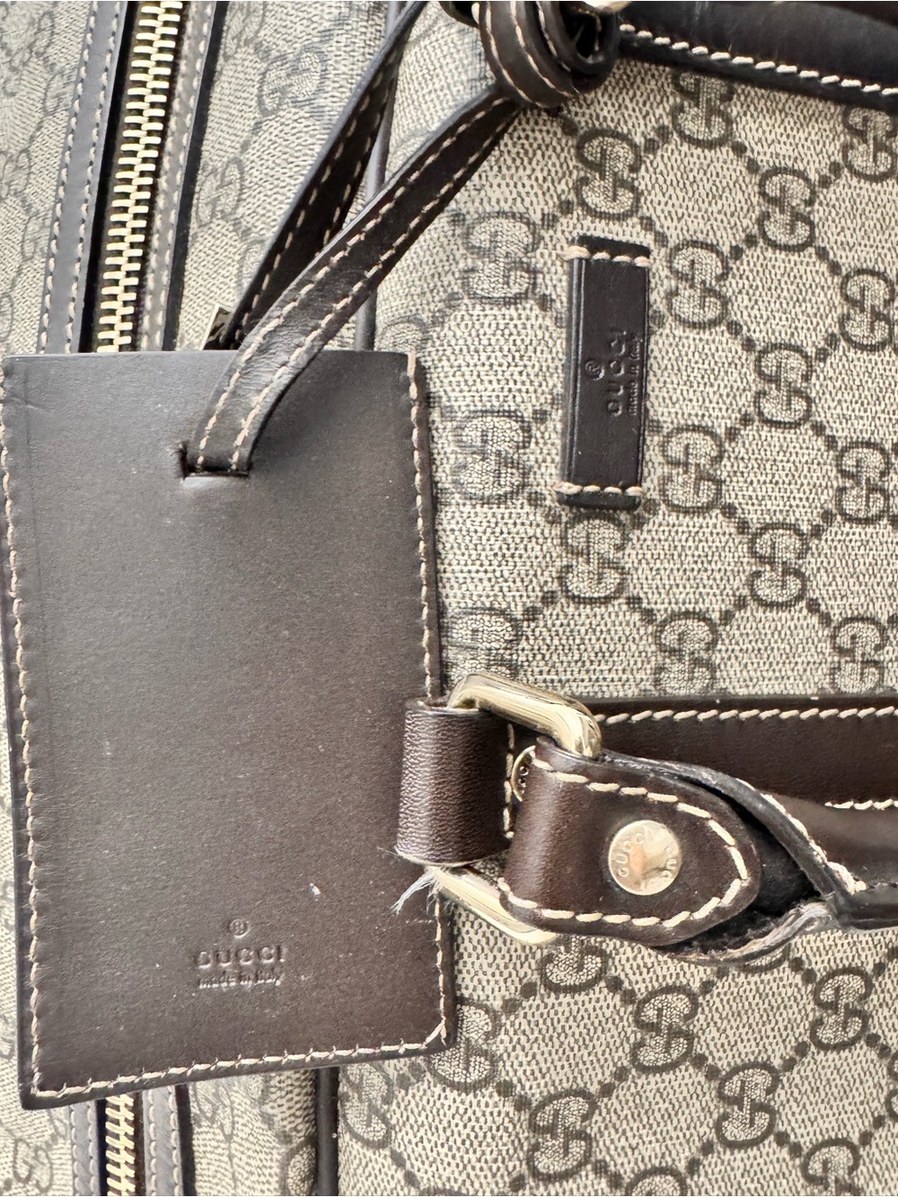 Gucci Beige/Brown Monogram Rolling Travel Duffel - Picture 7 of 16
